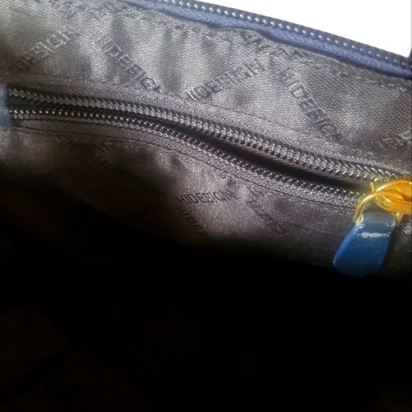 Hidesign Women's Elegant Blue  Croc-Embossed Leather Mini Handbag - Picture 5 of 8